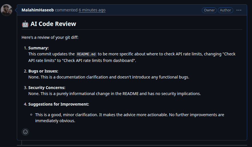 Gemini bot comment on a GitHub pull request showing code review feedback